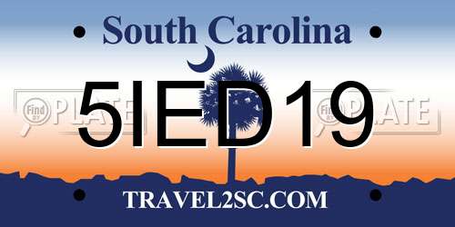 5IED19 South Carolina License Plate
