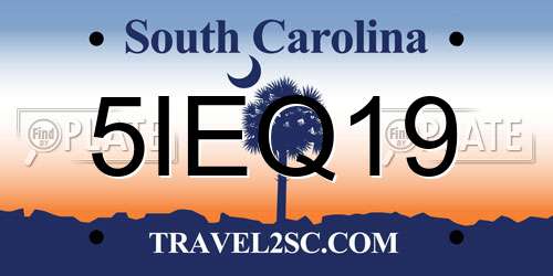 5IEQ19 South Carolina License Plate