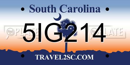 5IG214 South Carolina License Plate