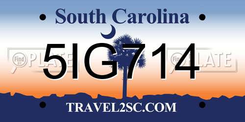 5IG714 South Carolina License Plate