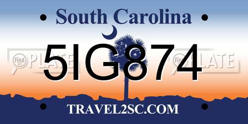 5IG874 South Carolina License Plate