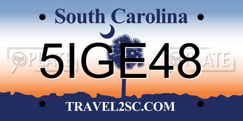 5IGE48 South Carolina License Plate