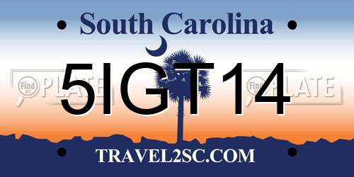 5IGT14 South Carolina License Plate