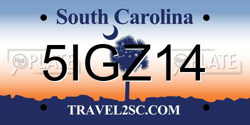 5IGZ14 South Carolina License Plate
