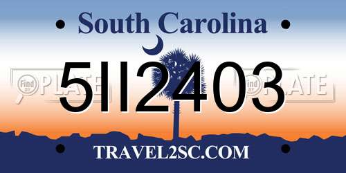 5II2403 South Carolina License Plate