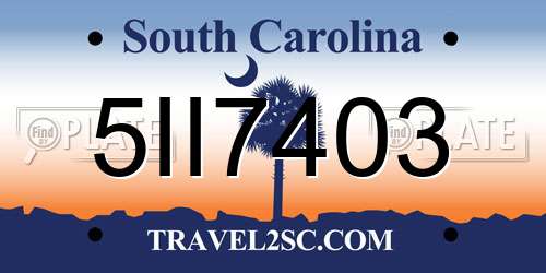 5II7403 South Carolina License Plate