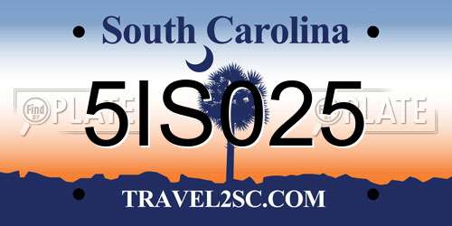 5IS025 South Carolina License Plate