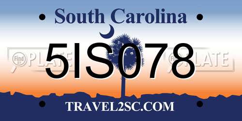 5IS078 South Carolina License Plate