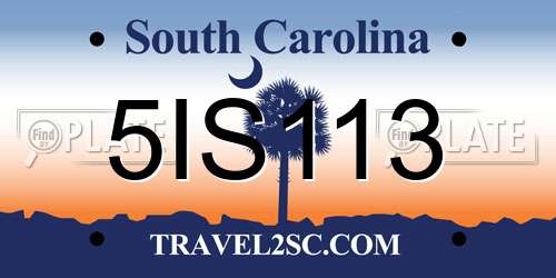 5IS113 South Carolina License Plate