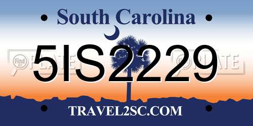 5IS2229 South Carolina License Plate