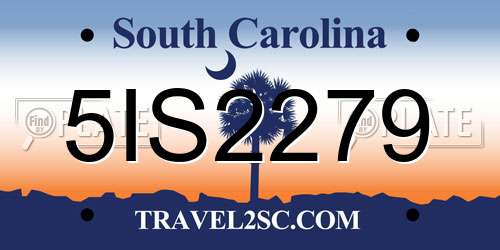 5IS2279 South Carolina License Plate