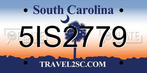 5IS2779 South Carolina License Plate