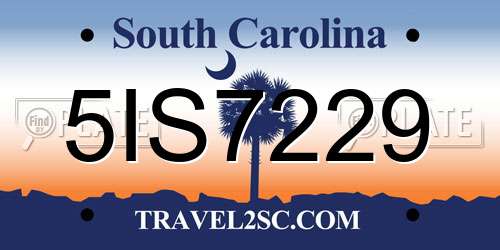 5IS7229 South Carolina License Plate