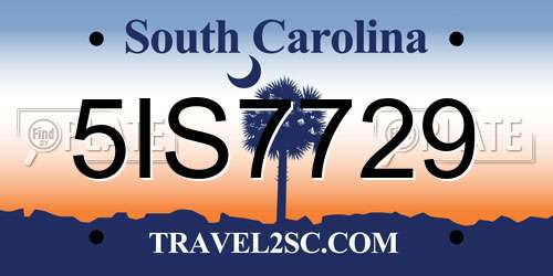 5IS7729 South Carolina License Plate