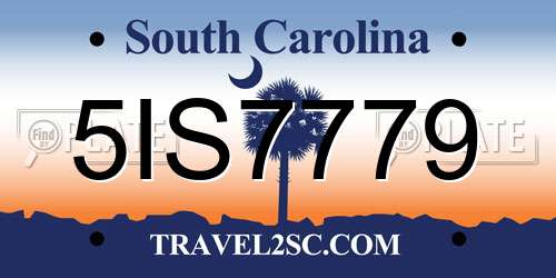 5IS7779 South Carolina License Plate