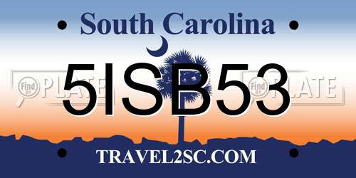 5ISB53 South Carolina License Plate