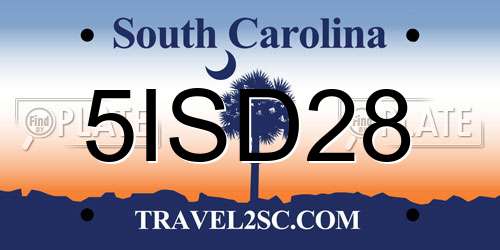 5ISD28 South Carolina License Plate