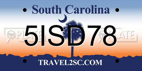 5ISD78 South Carolina License Plate