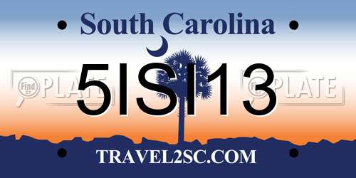 5ISI13 South Carolina License Plate