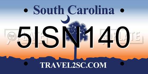 5ISN140 South Carolina License Plate
