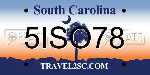 5ISO78 South Carolina License Plate