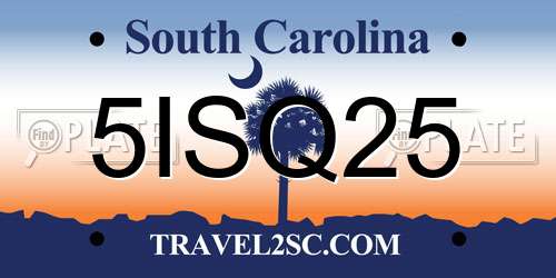 5ISQ25 South Carolina License Plate