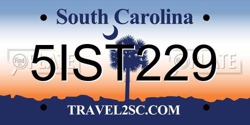 5IST229 South Carolina License Plate