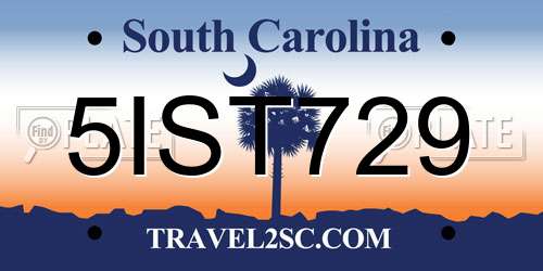 5IST729 South Carolina License Plate