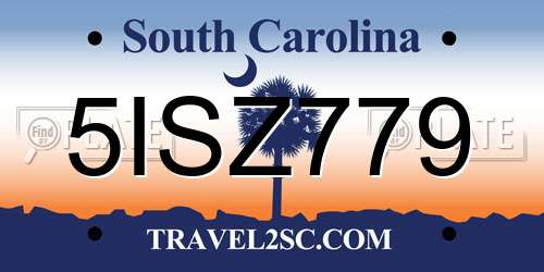 5ISZ779 South Carolina License Plate