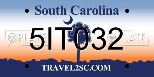 5IT032 South Carolina License Plate