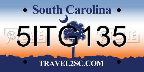 5ITG135 South Carolina License Plate