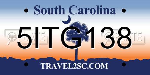 5ITG138 South Carolina License Plate