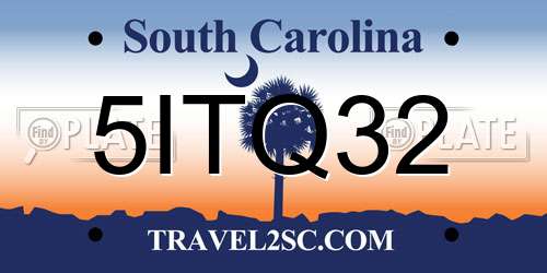 5ITQ32 South Carolina License Plate