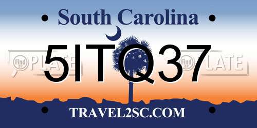5ITQ37 South Carolina License Plate