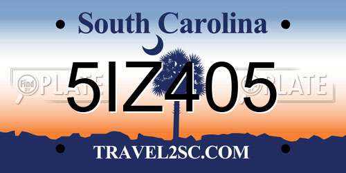 5IZ405 South Carolina License Plate