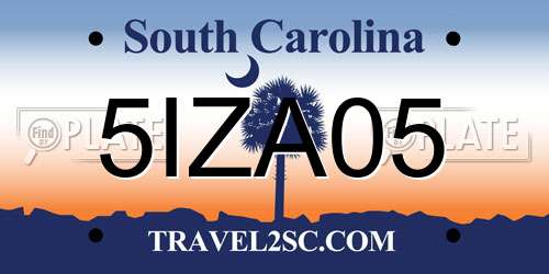 5IZA05 South Carolina License Plate