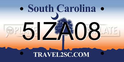 5IZA08 South Carolina License Plate