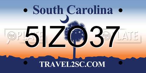 5IZO37 South Carolina License Plate