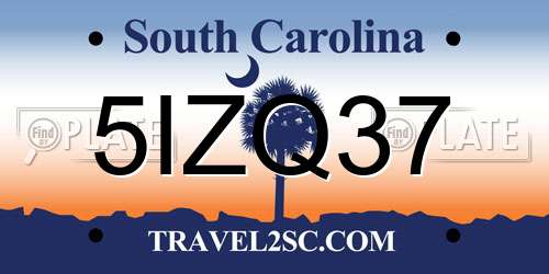 5IZQ37 South Carolina License Plate