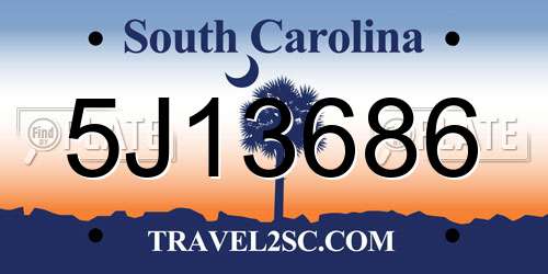 5J13686 South Carolina License Plate
