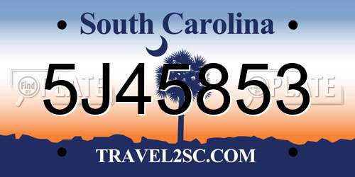 5J45853 South Carolina License Plate