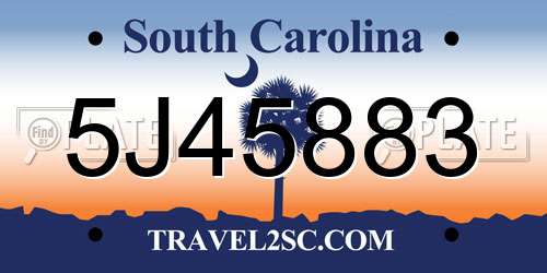 5J45883 South Carolina License Plate