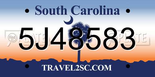 5J48583 South Carolina License Plate