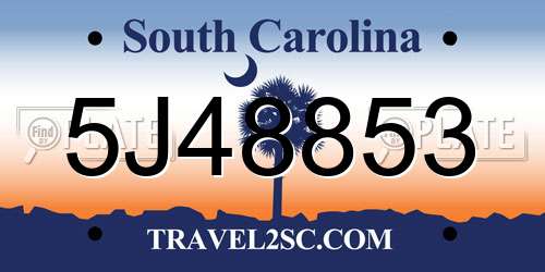 5J48853 South Carolina License Plate