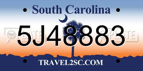 5J48883 South Carolina License Plate