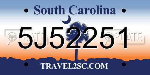5J52251 South Carolina License Plate