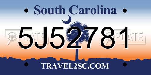 5J52781 South Carolina License Plate