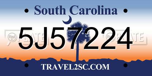 5J57224 South Carolina License Plate