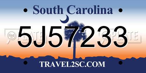 5J57233 South Carolina License Plate