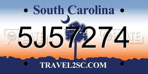 5J57274 South Carolina License Plate
